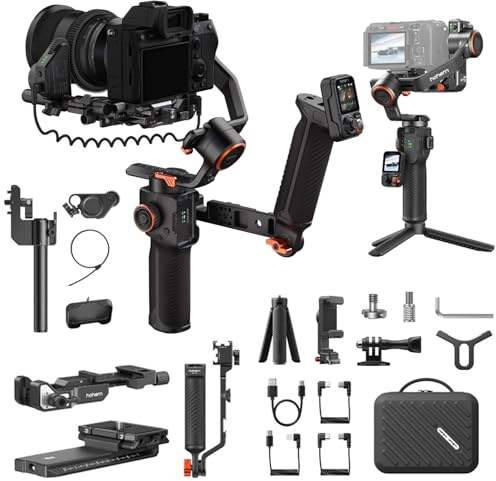 Hohem iSteady MT3 Pro Kit Estabilizador Gimbal con AI Tracking 2.0, Mando Remoto Táctil Desmontable de 1,4, Carga Útil de 5.5 LB, Motor de Enfoque Seguido, para Cámaras Sin Espejo y Smartphones