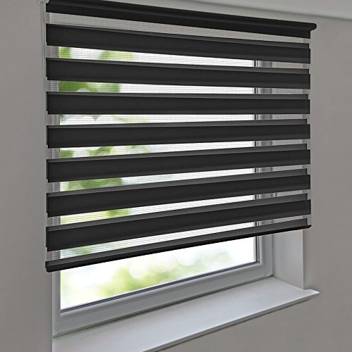 Doppelrollo PREMIUM 100 x 160 cm anthrazit zum Anschrauben freihängend für Wand- und Deckenmontage inkl. Metallträger