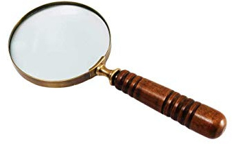 DECONOOR Brass 10X Handheld Magnifier, Wood Handle, Antique, Ideal for Reading, Inspection, Coin & Stamp Collecting, Vintage Gift Decor, 10 inches, 4 inches Diameter, 10X Capacity