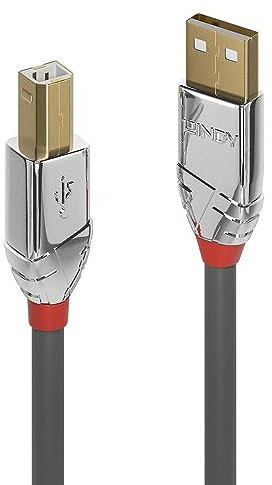 LINDY 36643 3m USB 2.0 Typ A an B Kabel, Cromo Line