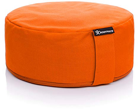 BODYMATE Meditation Cushion/Yoga Pillow D31cm H13cm – Removable washable 100% Cotton Cover - Inner cotton bag filled with buckwheat husks