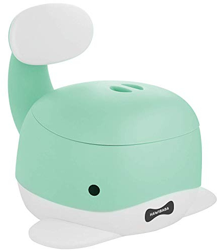 Vasino per Bambini, Wc Portatile, Toilette Pipi con Seduta Ergonomica, Antiscivolo, Pratico, Design Balena Verde Acquamarina Hawibaba