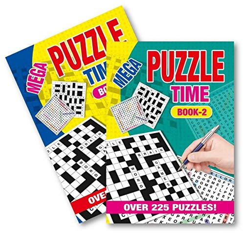 Martello A5 Mega Puzzle Time Travel Puzzle Books - Crossword, Word Search Brain Teaser Books 1 & 2