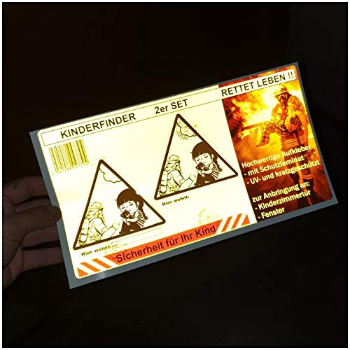 Finestt Folia Localizador de niños - Set de 2 Pegatinas de protección contra Incendios para Bomberos