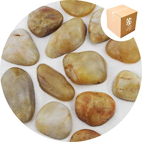 ® - 15kg Polished Decorative Golden Amber River Stone Pebbles | MEDIUM 20-40mm | Home | Garden | Water Features | Weddings | Events | Photography | 4 COLOURS AVAILABLE | UK Supplier