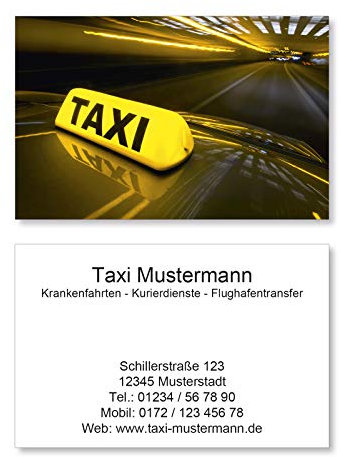 Taxi Visitenkarten - 85x55mm - 350g Bilderdruck matt - Kurier Transport Business (1.000 Stück)