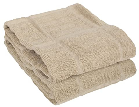 All-Clad Solid Kitchen Towels: Highly Absorbent, Super Soft Long Lasting - 100% Cotton, 17x30 Tea Towels for Cleaning & Drying Dishes, Pans, Glassware, or Countertops, (2-Pack), Cappuccino