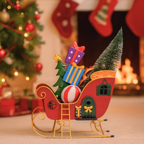 Marco Paul Weihnachtsmannschlitten, handbemalt, Metall, Deko Weihnachten Weihnachtsdorf Wichtel Weihnachtsdeko amerikanisch Weihnachtsmann, Schlitten, Christmas Deko Disney Weihnachtsdeko Innen