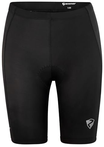 Ziener Unisex Kinder Nimo X-functie Fahrrad Tight Rad Hose Mountainbike Rennrad atmungsaktiv schnelltrocknend gepolstert, Schwarz, 164 EU