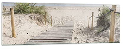 Vidrios decorativos 160x50cm Cuadro Sobre Vidrio Moderno Playa Duna Entrada Grande XXL Dormitorio Cocina Cuadros Pared Impresiones Decoracion Salon Impresión en Cristal Wall Art Prints GAB160x50-4188