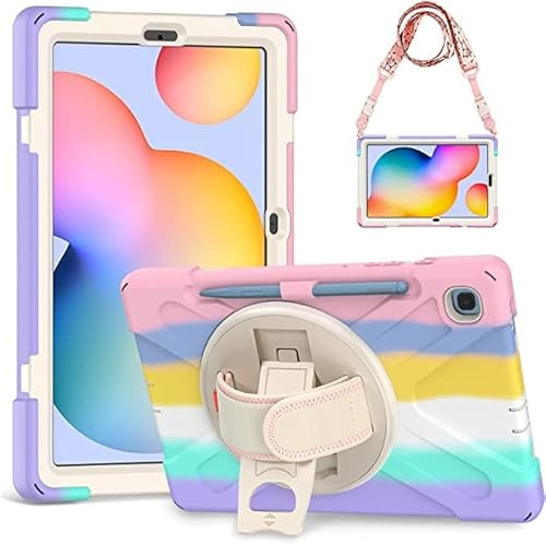 Gerutek Case for Samsung Galaxy Tab S6 Lite 10.4 inch 2024/2022/2020, Pink | Samsung S6 Lite Tablet Case, Shockproof Rugged, with S Pen Holder,360 Rotating Stand & Hand Strap, Shoulder Strap Bumper Case
