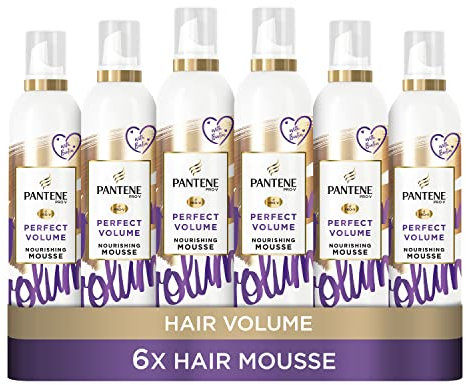 Pantene Hair Mousse For Volume, Heat Protection Spray Hair Thickening Products For Women, 6 x 200 ML, Volumising For Thicker, Fuller Looking Hair, Non Sticky With Biotin For Fine Hair, VALUE PACK