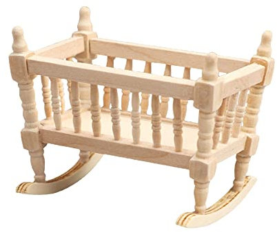 Baoblaze Puppenbett aus Holz 1/12 Landschaft liefert Miniatur-Puppenstubenwiegen für Puppenstubenzimmer