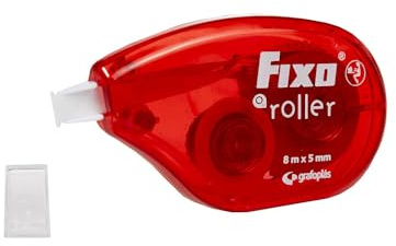 FIXO Roller - Korrekturband für Kugelschreiber, 5 mm x 8 m, sofort trocknend, ergonomisches Design, Schulmaterial