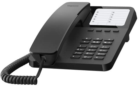 Gigaset Desk 400 - Téléphone Filaire - 10 numéros abrégés - Rappel du dernier numéro - Compatible avec Les appareils auditifs, Noir