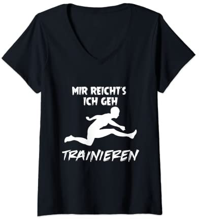 Damen Mir reichts ich geh Training, Leichtathletik Sport Spaß T-Shirt mit V-Ausschnitt