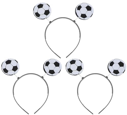 VANZACK 3 Stück Fußball Haarreif, Lustiger Kopfschmuck für Fußballfans, Fanartikel Accessoires für Public Viewing, EM WM Party, Stadion, für Herren Damen Kinder