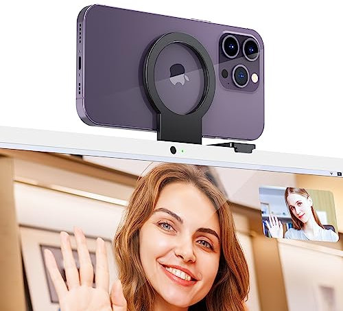 PROfezzion Metal Continuity Camera Halterung Magnetische Kompatibel mit iMac 2017 & später, iMac Pro 2017, Studio Display, Pro Display XDR für Phone 17/16/15/14/13/12 Pro Max & Mag-Safe Hüllen