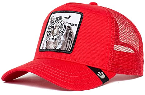 Goorin Bros. Unisex-Erwachsene The Farm Core Adjustable Mesh Snapback Trucker Hat Baseballkappe, Rot (Weißer Tiger), Einheitsgröße
