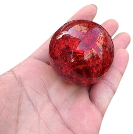 VIDECOR Bola de Cristal Feng Shui Fuente de Agua Bonsai Esfera de Vidrio Bola de Grieta de Hielo Decoración del Jardín del Hogar Adornos Esfera Agrietada Bolas Decorativas 1.96 Pulgadas,A