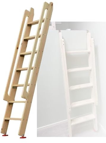 5 Step Bunk Bed Ladder For Heavy People, Wooden Loft Bed Ladder With Safety Handrails And Anti-Slip Feet, Load 200kg/440lbs