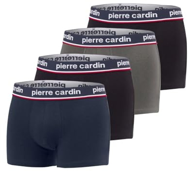 Pierre Cardin Underwear Boxer Homme Coton, Caleçon Homme Naturel et Hypoallergénique (Lot de 4), Gris/Blanc/Rouge - Taille 2XL