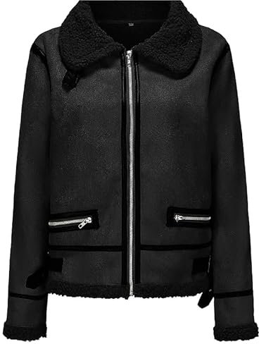 RICOCHO Damen-Jacke aus Wildleder-Lammfell. Damen-Mantel aus Wildleder mit Sherpa-Fleece-Futter