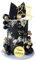 LARDUX 28 Stück Schwarz Gold Tortendeko - Geburtstag torten deko DIY Palmenblätter Boho Mini Ballon Cupcake Topper Tortendeko Kugeln für Junge Männer Geburtstag Party Dekor