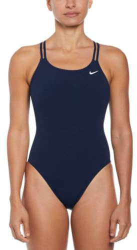 Nike Hydrastrong Ladies Solid Spiderback One Piece Swimsuit-Midnight Navy (Size 28)