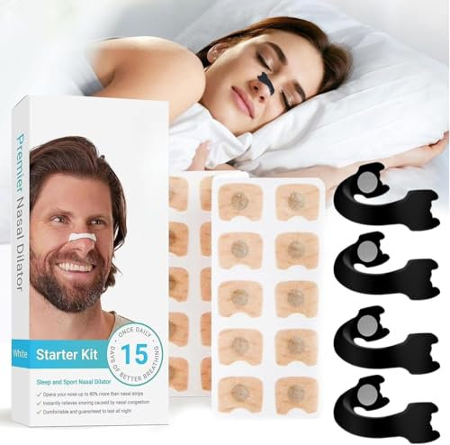 15 Stück Intake Breathing Nasal Strip, Magnetischer Anti-Schnarch-Nasenstreifen, Sicheres Und Wirksames Nasenpflaster Besser Schlafen und Atmen