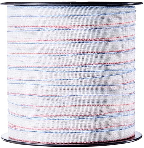 VEVOR Cinta para Cercas Eléctricas de Energía Solar, 500 m Alambre Caliente para Cercas de Polietileno de 6 Hebras de Acero Inoxidable de 19,05 mm de Ancho, Línea de Cuerda para Cercas para Ganado