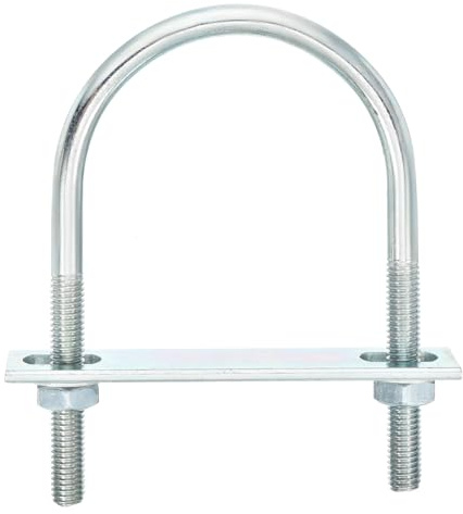 sourcing map Pernos redondos en U, juego de 4 pernos en U de 63 mm de ancho interior de 110 mm de largo, M8 de acero al carbono chapado en zinc con tuercas y placas, para remolque de barco
