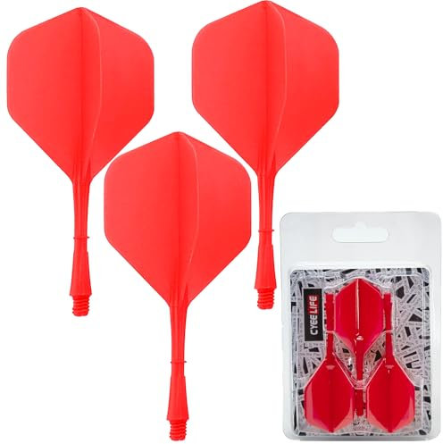 SEABABOO Dart Flights 3 Stück Dart Schäfte Und Flights Dart Schaft Und Flights Professionelle Target Flight Darts Dartpfeile Schäfte Und Darts Zubehör für Dartpfeile Mit 2Ba Gewinde (Rot)