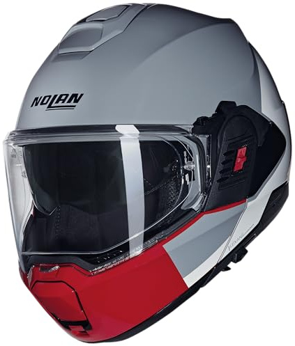 NOLAN Helmet N120-1 GRAFO 349 XL, Grey / White / Red