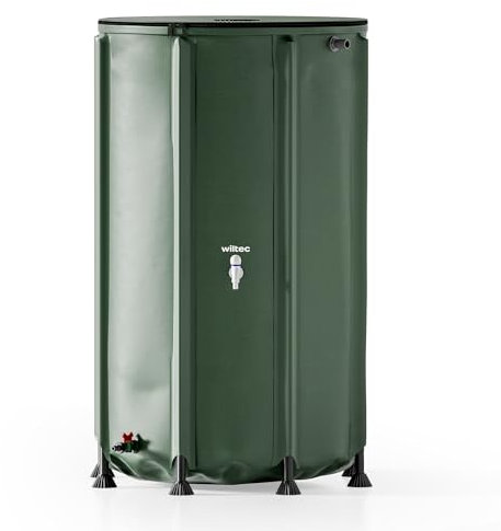 Wiltec Barril de Lluvia Plegable 500 litros de PVC Tanque para Agua de Lluvia Flexible con Grifo y Tapa, depósito ecológico, colector Agua para riego de Jardines y Almacenamiento de Agua de Lluvia