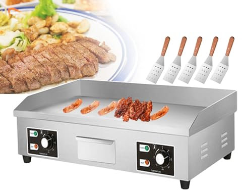 Commercial Electric Countertop Griddle 660*400mm/730*400mm, Stainless Steel Teppanyaki Grill 3500W/4400W, Nonstick Barbecue Hot Plate for Restaurant, Outdoor Camping, Food Stalls,4400W