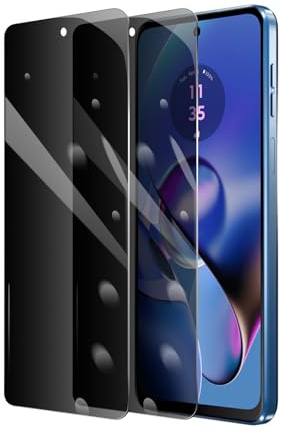 Fylnatc 2 x integritetsskydd för Motorola Moto G54/G14, antispion härdat glas, vänligt fodral, reptåligt, bubbelfritt, 9H hårdhet, ultrastående, flisfritt, hållbart