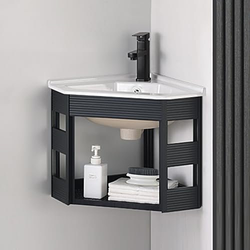 HXYhydrypd Mueble Baño con Lavabo, Lavabo de Baño de Pared de Esquina, Mueble de Baño con Lavabo, Lavabo con Mueble para Espacios Pequeños