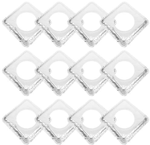 VINTORKY Lot de 40 Protections en Aluminium Argenté Résistant la Chaleur pour Cuisinière à Gaz, Revêtements Anti-huile Réutilisables Carrés Adaptés la Cuisine