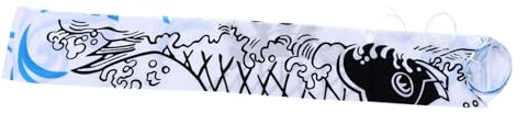 NULYLU Japanische Karpfenflagge Windsack Gartendeko 140cm Schwarz Weiß Wetterfest für Terrasse Outdoor Gartenfest