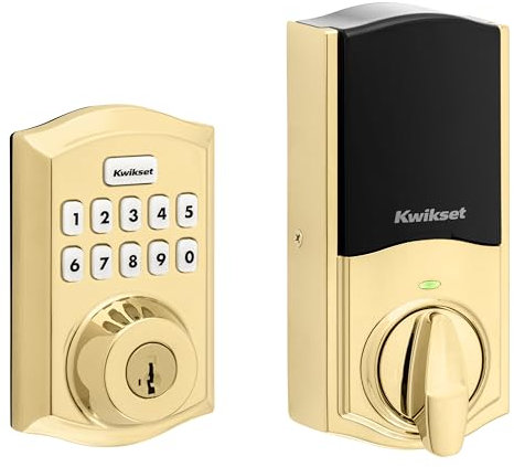 Kwikset HomeConnect 620 Z-Wave Long Range Enabled Keypad Smart Lock with Convenient Keyless Entry, Customizable User Codes, S2 Security and SmartStart Provisioning Lifetime Polished Brass Traditional