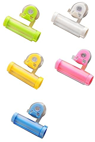 Exprimidor de Pasta de Dientes Rodante 5 Unidades Abs Reutilizable | Ahorro de Espacio, Diseño Ergonómico, Compatible Tubos de Pasta Dental, Uso Doméstico y Hotelero Color Aleatorio