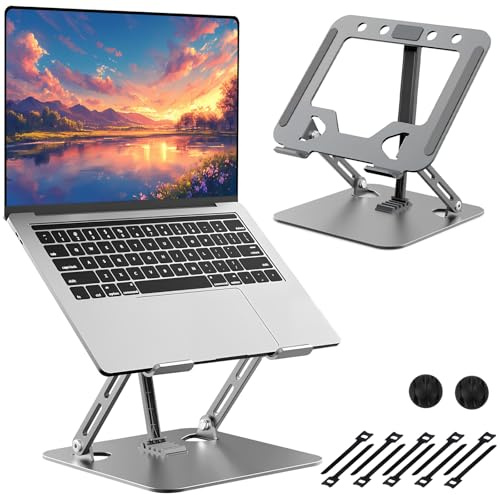 WUSUPU Support Ordinateur Portable, Ergonomique Laptop Stand Ventilé Réglable, Support PC Portable Réglable 5 Niveaux Durables, Compatible avec MacBook Air Pro Autre Laptops Tablettes (10-17.3)