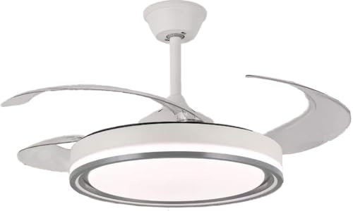 NARVI Ventilador de Techo | Control Remoto | 3 Palas Transparentes | Iluminación LED Ajustable 45W | Motor DC Eficiente | Función Invierno/Verano | Blanco y Gris