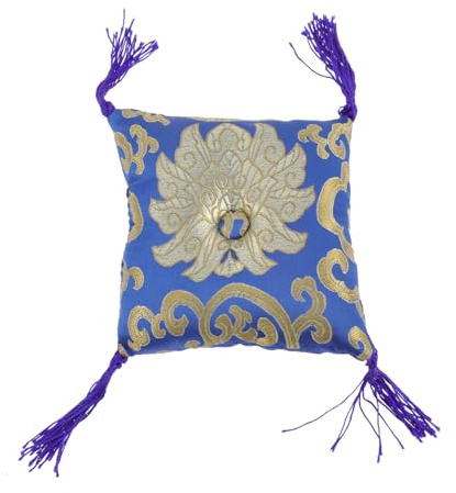 Buddha Klangschalen Schutzmatte Nepal Design aus Stoff Blau | Zufällige Farbe, Handgefertigte Ausführung, Kompakte Unterlage für Ruhigen Stand