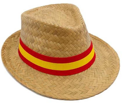 SILABA TONICA Pack 10 Sombreros de Banderas – Elige la Bandera de la Cinta y el Modelo - Gorros de Paja para Eventos o Fiestas - Unisex -