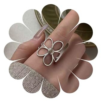 Cybche Vintage Hollow Grande Fiore Anello Minimalista Floreale Nocche Dito Anelli Boho Regolabile Aperto Margherita Anello Gioielli Per Le Donne