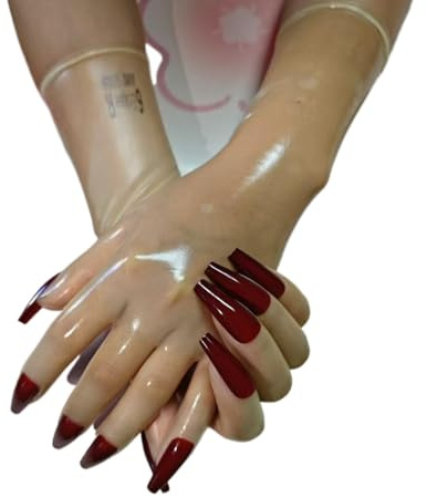 Generisch 0,1 mm Ultra Dünne Transparente Naturlatexhandschuhe mit Nägeln, Fünf Finger, Hohe Elastizität, Weich & Bequem, Unisex für Damen & Herren, Kostümzubehör für Cosplay