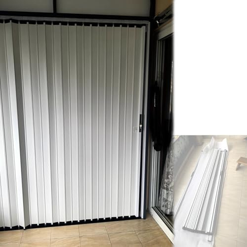 falttür Wasserdichte Falttür for den Außenbereich mit weißem Aluminiumrahmen, 80 84 Zoll Höhe, temporäre Raumteilertüren(H 203cm/80in,W 163.5cm/65)