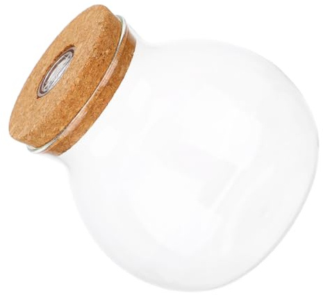 UPKOCH Hydroponischer Glaskontainer mit Korkdeckel und Led-Beleuchtung Runde Vase Propagationsstation für Pflanzen Kompakte Dekoflasche für Büro und Zuhause